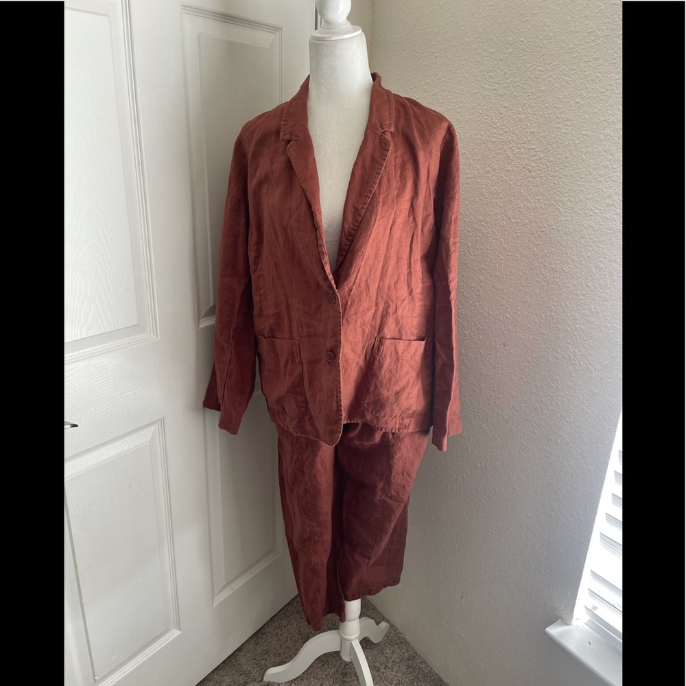 Eileen Fisher linen 2pc pant & shirt set